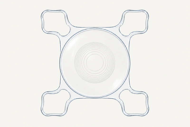 Trifocal AddOn with a central diffractive zone. The rings are illustrative.
