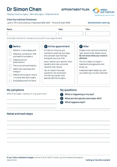 First page of the printable appointment plan
